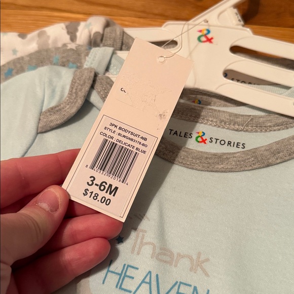 Light Blue and Gray Baby Bodysuit - Picture 5 of 8